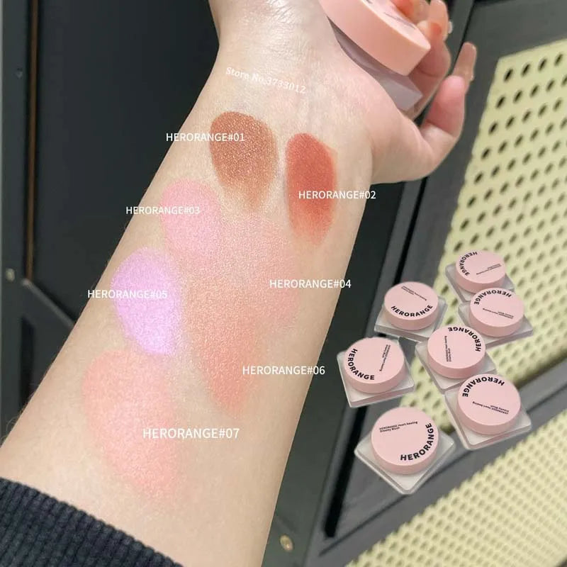 Monochrome Powder Blusher Cream Brightening Whitening Purple Lip and Cheek Dual-use Matte Natural Rouge Blush Tint Palette Qme