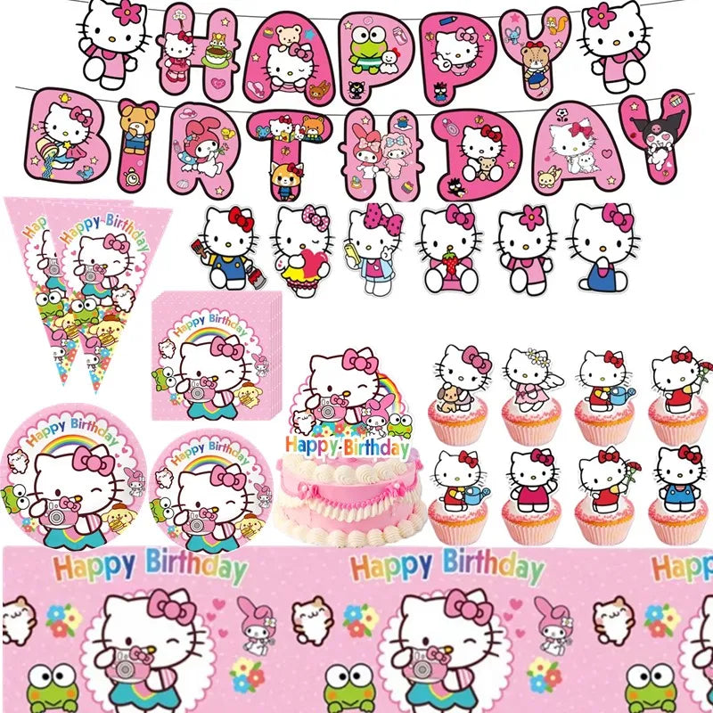 Hello Kitty Kuromi-themed Birthday Party Decorations Balloons Paper Qme