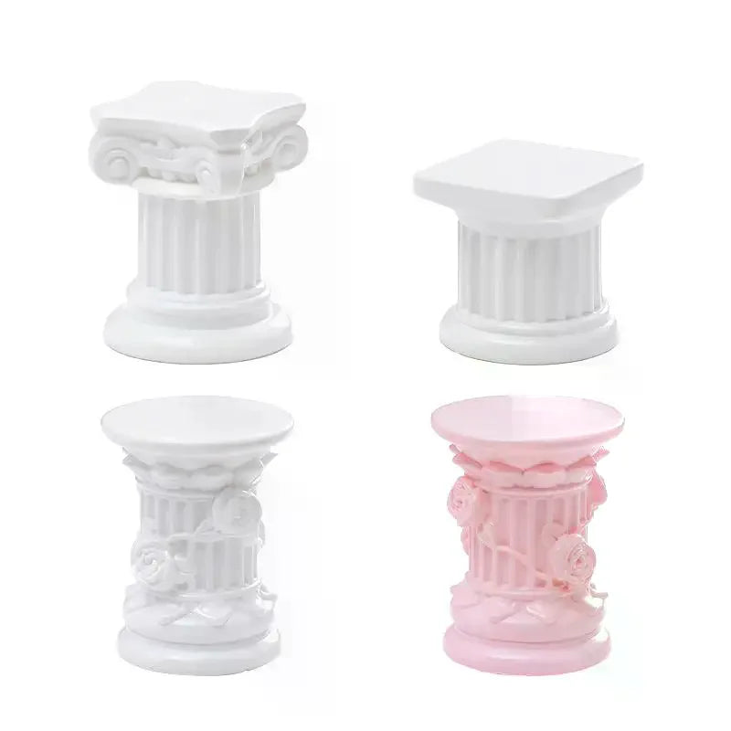 Roman Pillar Greek Column Statue Pedestal Candlestick Stand Figurine Sculpture Indoor Home Dinning Room Garden Scenery Decor Qme