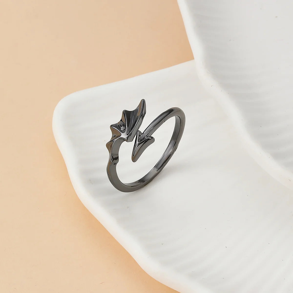 Korean Fashion Simple Couple Rings For Women Men Couple Goth Ring Punk Vintage Evil Wings Opening Finger Ring Jewelry Gifts Qme