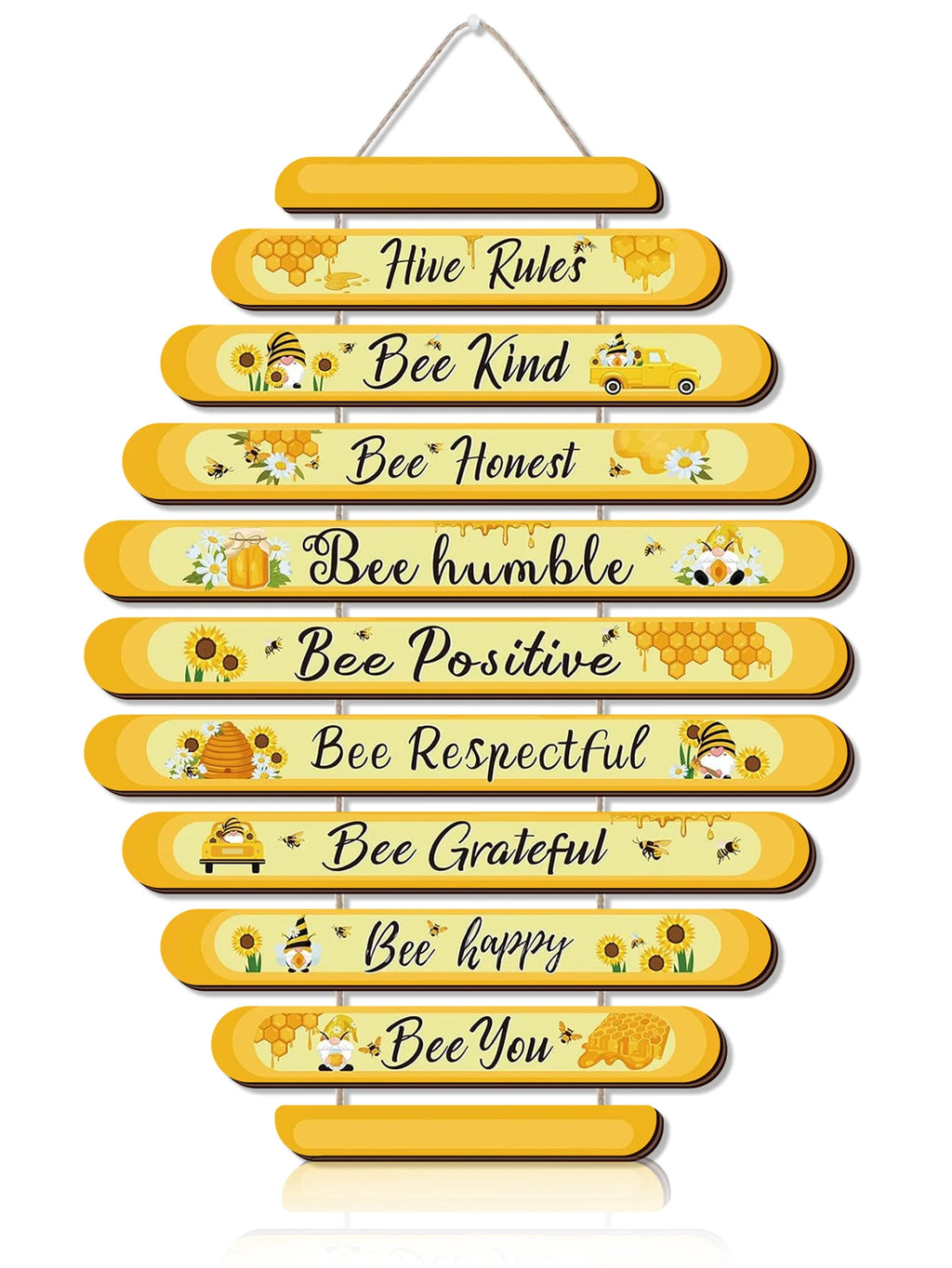 1pc 8*8inch Bee Logo Beehive Rules Bee Wall Decor Plaque Bee Gift Bumblebee Decoration Living Room Country Kitchen Decoration Qme