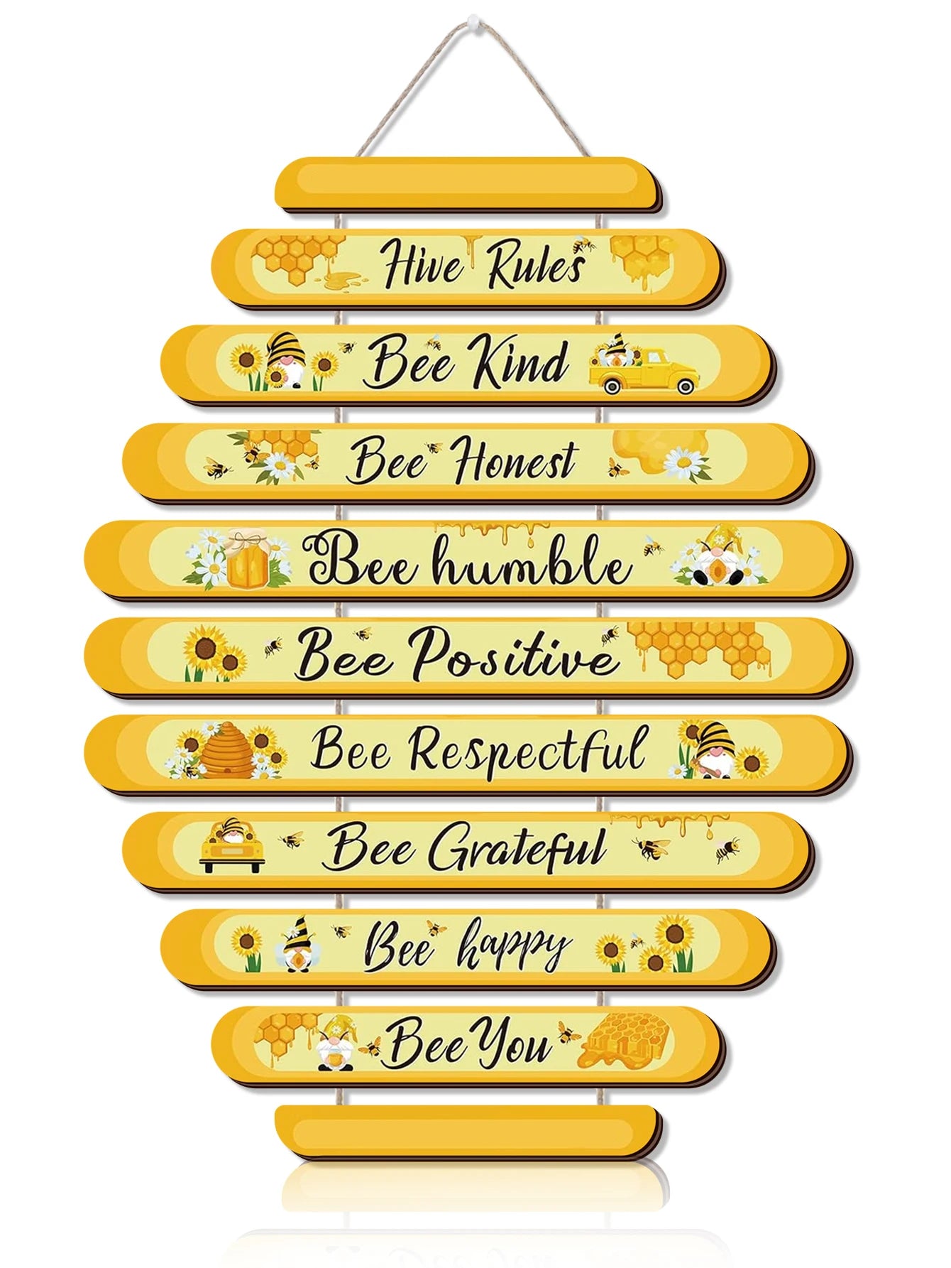 1pc 8*8inch Bee Logo Beehive Rules Bee Wall Decor Plaque Bee Gift Bumblebee Decoration Living Room Country Kitchen Decoration Qme