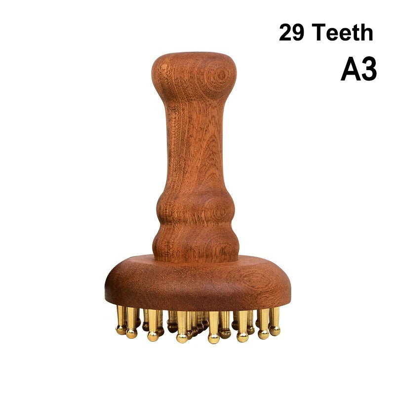 Brass Bead Massage Gua Sha Comb Meridian Brush Handle Point Massager Qme A3
