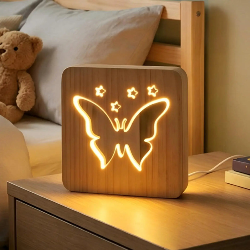 Bedroom Desk Lamp Wooden Table Atmosphere Lighting Bedside LED Light Qme