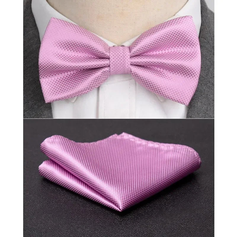 Men Bowtie Cravat Set Solid Fashion Butterfly Party Wedding Bow Ties Girls Formal Dress Tie Mens Bowknot Fashion Accessories Qme Apricot