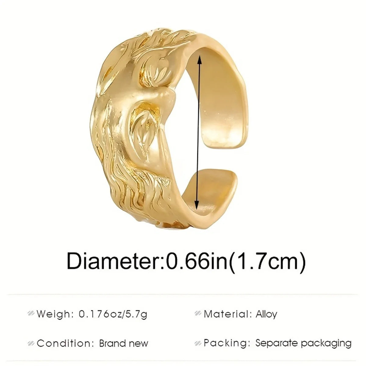Creative Venus Half Mask Ring For Men Vintage Carving Opening Adjustable Ring Fashion Jewelry Gifts Y2k Hip Hop Ring Men Girls Qme