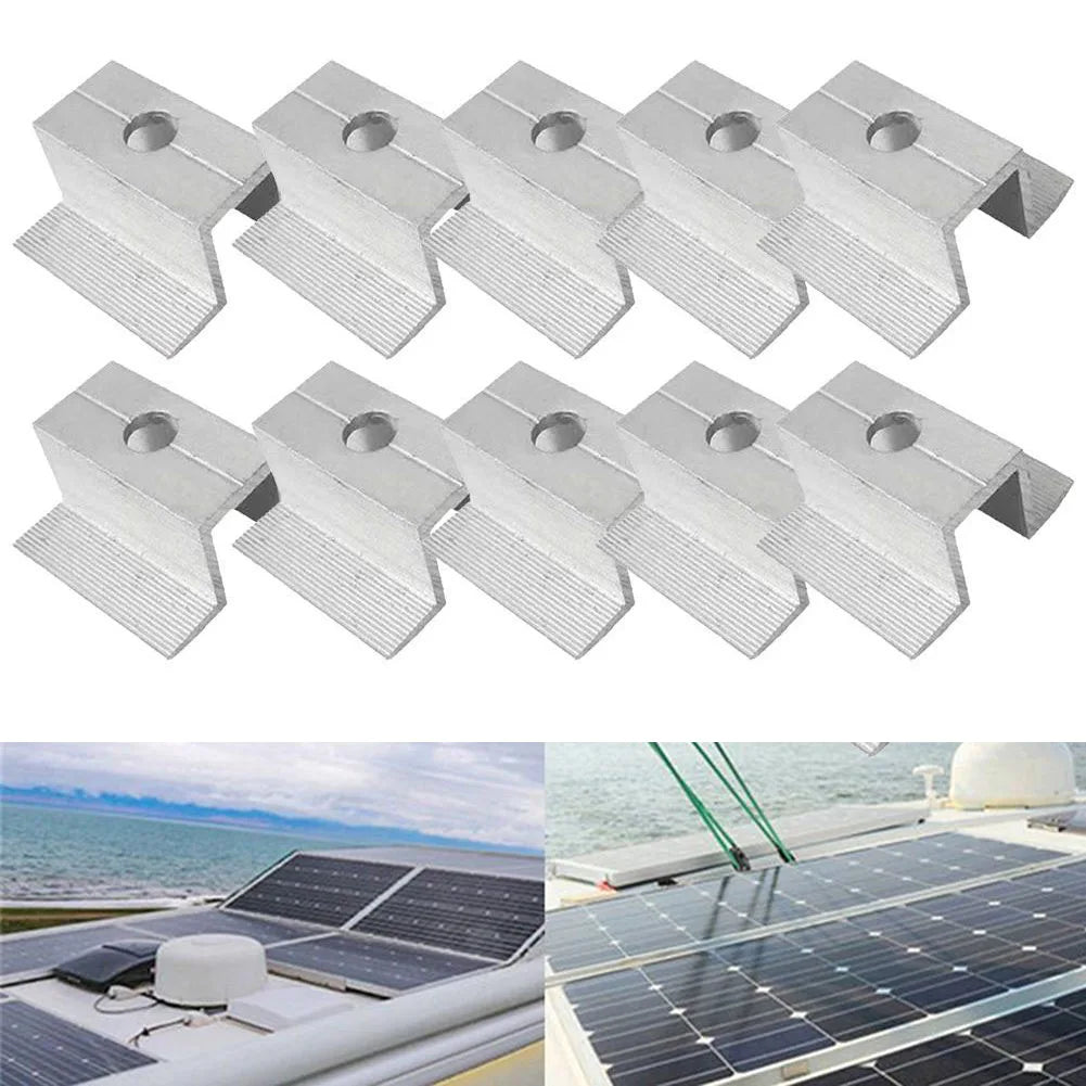 10Pcs/set Solar Middle Clamp PV Fit For Aluminum Alloy Solar Panel Frame Height 25-50mm For Most Frame Modules Accessories Qme