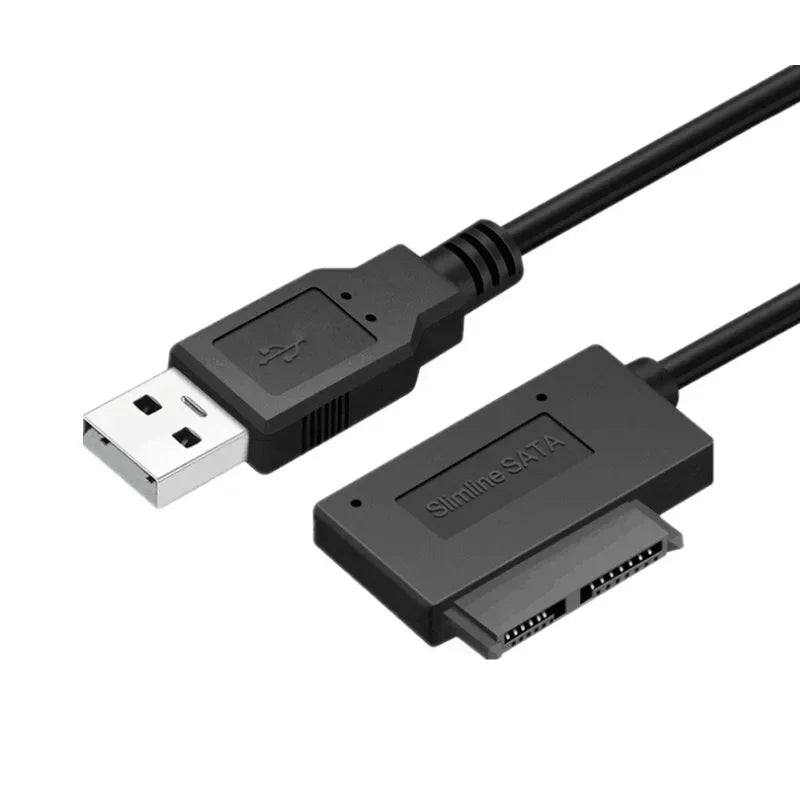 2pcs USB 2.0 To Mini Sata II 7+6 13Pin Adapter, Slimline Drive HDD CADDY, Converter Cable for Laptop CD/DVD ROM, Steady Style Qme
