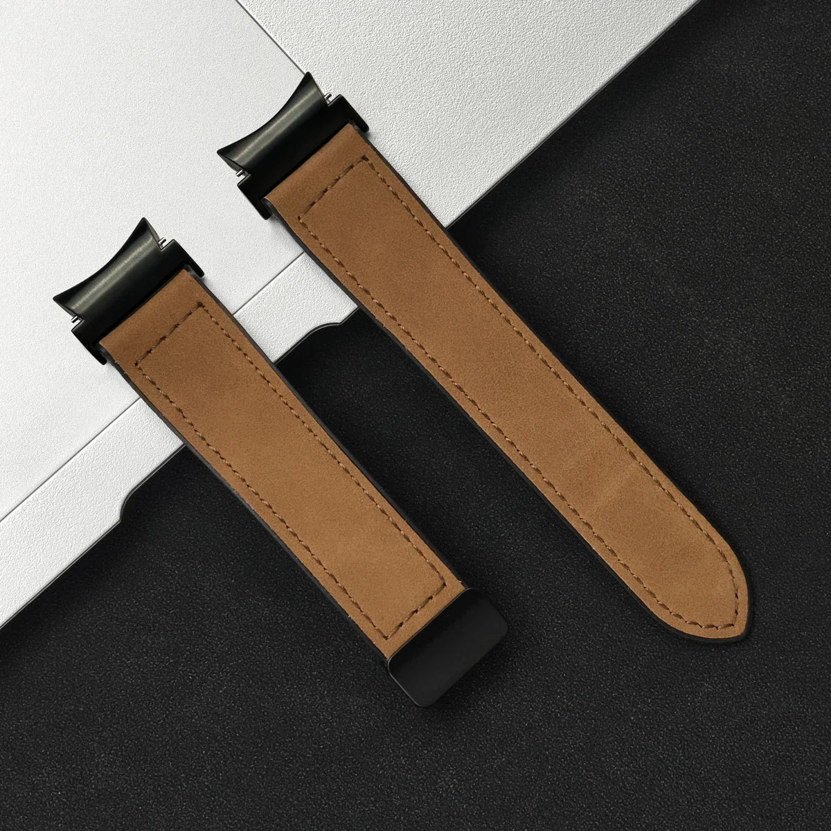 20mm Quick fit Leather Band for Samsung Galaxy Watch 6 5 4 40 44mm watch 5 pro 45 for 6/4 classic 43 47mm 42 46mm No Gaps Strap Qme