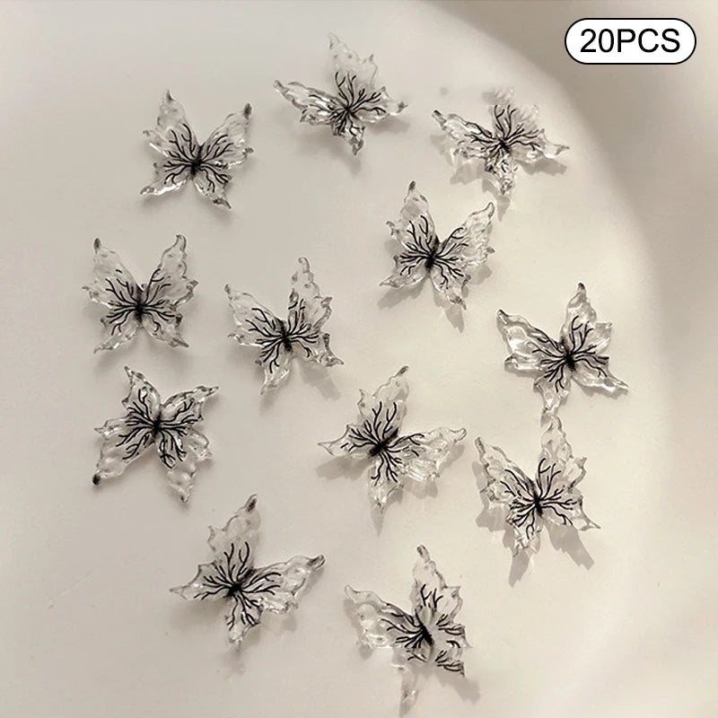3D Gradient Butterfly Nail Accessory Resin Drill Decoration Wearing Qme Black