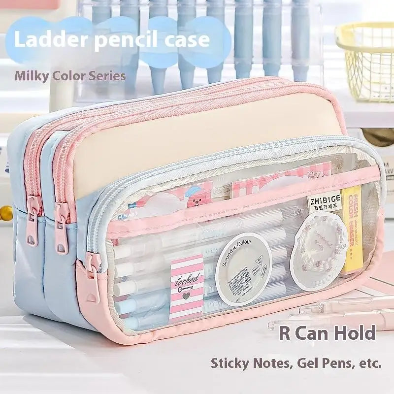 Block Transparent Large Capacity Creative Stationery Bag Qme