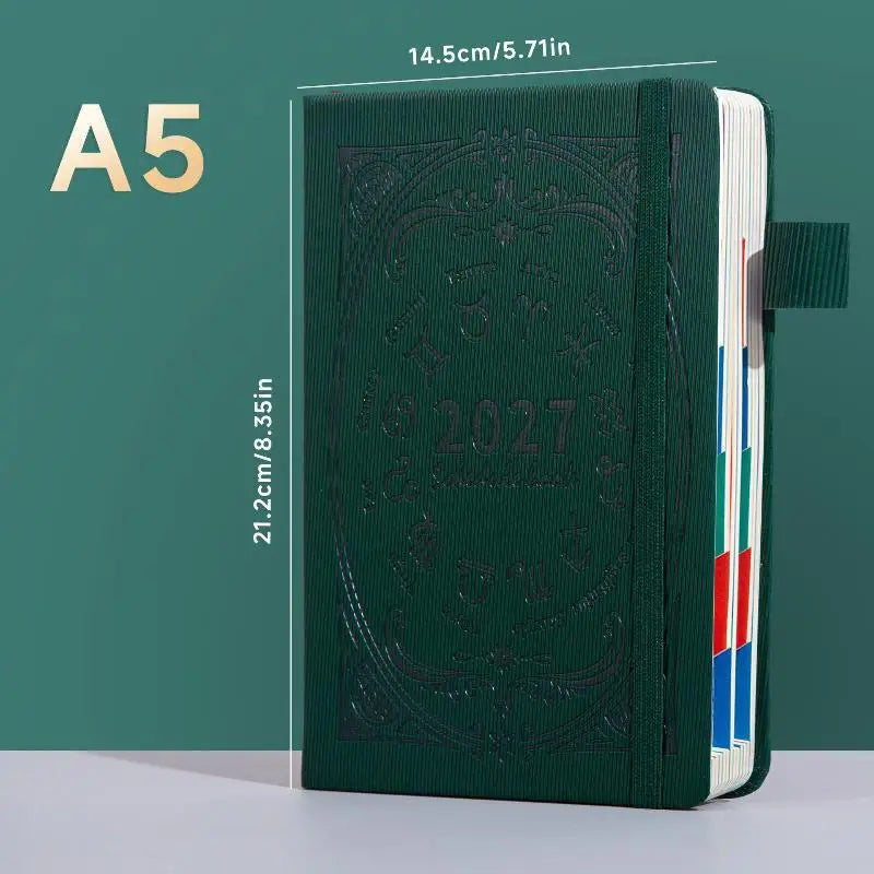 2027 Zodiac Embossed Daily Planner Notebook Elastic Strap Pen Loop Qme A3