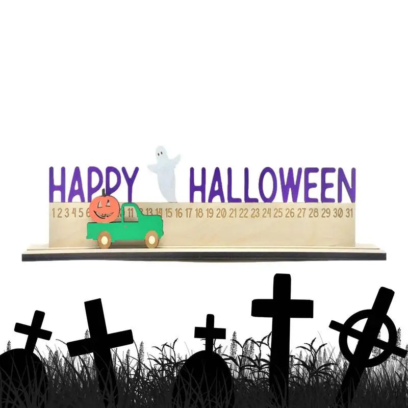 Halloween Wooden Calendar Spooky Advent Countdown Movable Number Qme