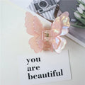 Fairy Butterfly Hair Claw French Retro Acetate Crab Clip Summer Sweet Qme Pink