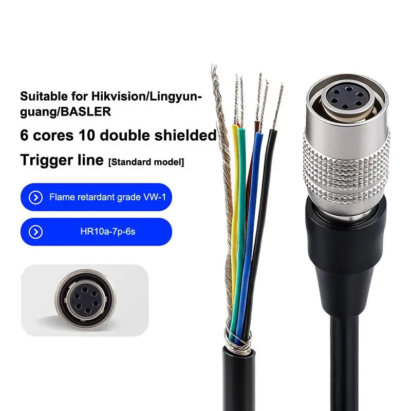 HR10A-7P-6S 6Pin Industrial Camera I O Trigger Cable Power Adapter Qme
