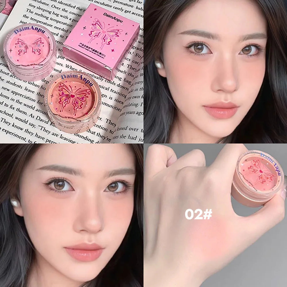 Airy Blush Clay Pigmented Powdery Cream Blusher Daimanpu Long-lasting Qme Nude Apricot D173-2