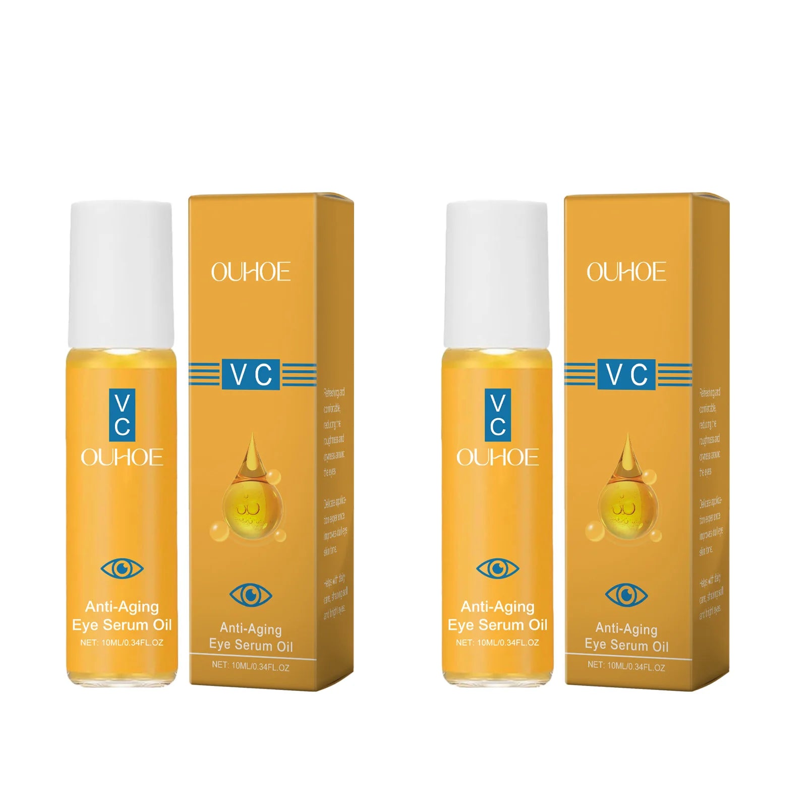 Anti Aging Eye Serum Oil Brightening Firming Fade Fine Lines Remove Puffiness Dark Circles Hydrating Smooth VC Eye Essence Oil Qme 2 x 10ml Boxed