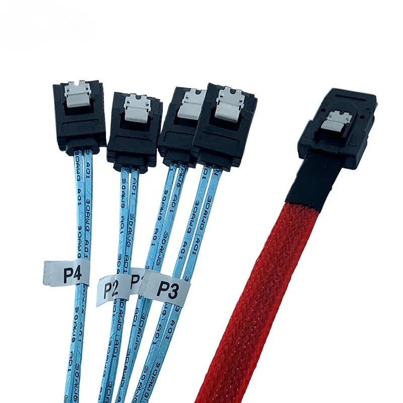 HD Mini SAS 12G SFF-8643 To 4 SATA Cable Adapter,Internal SFF 8643 Motherboard Controller To 4 SATA Hard Drive Converter Qme