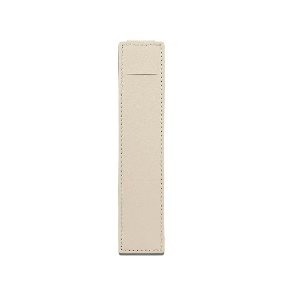 Pu Leather Pen Bag Elastic Buckle Book Notebook Fashion School Pen Case for Office Meeting Easy Carry Office Student Stationery Qme white
