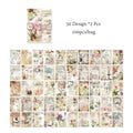8 Style100Pcs/book Memo Material Paper Vintage Artistic Character Message Card Beautiful Flowers European Style DIY Hand Account Qme 2