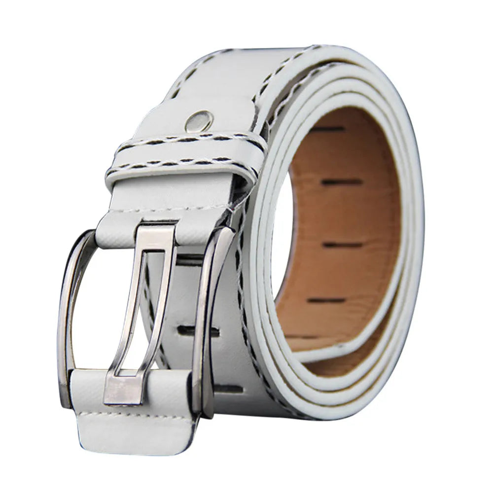 New Casual Men's Belt High Quality Designer Second Cow Leather Belts Strap Male Metal Smooth Buckle Fashion Buckle Waistband Qme