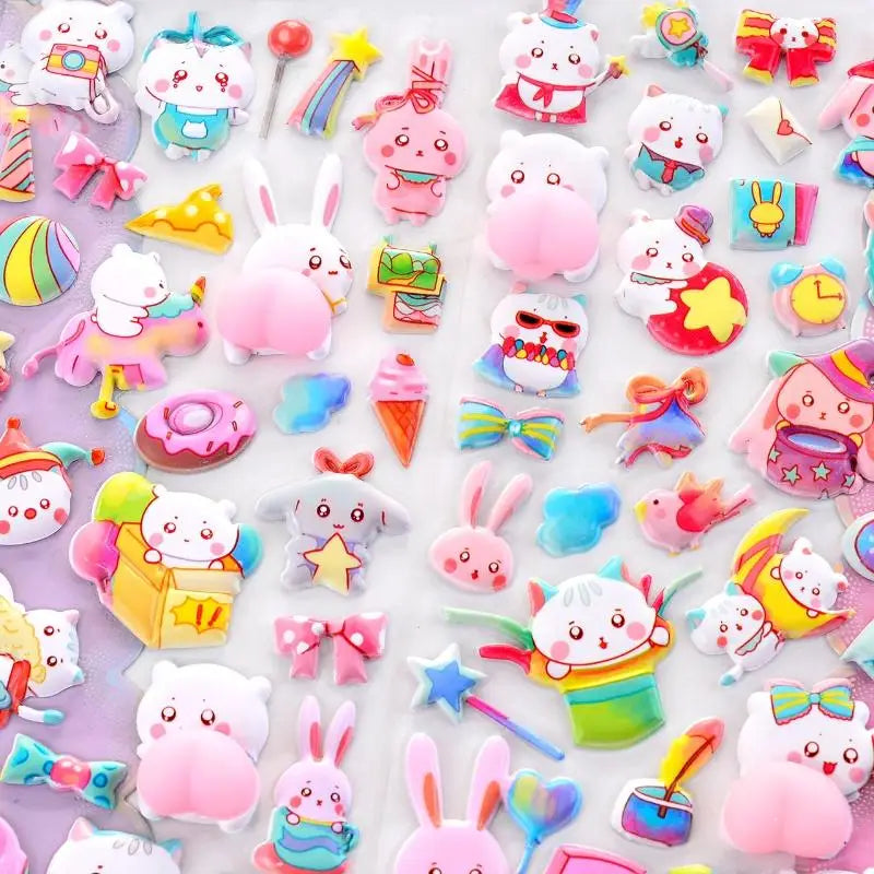 Cartoon Animals Soft Puffy Butt 3D Stickers DIY Scrapbooking Journal Qme