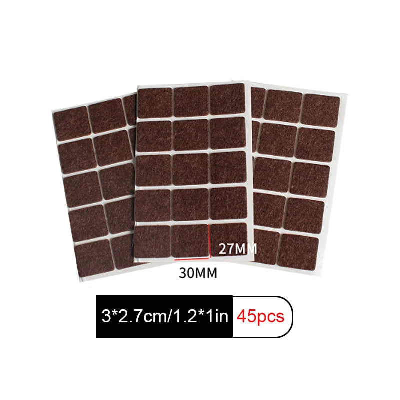 3-72PCS Felt Chair Leg Pads Round Square Floor Protector Self Adhesive Furniture Pads Mute Bumper Pad Home Furniture Feet Mat Qme D-45PCS Brown