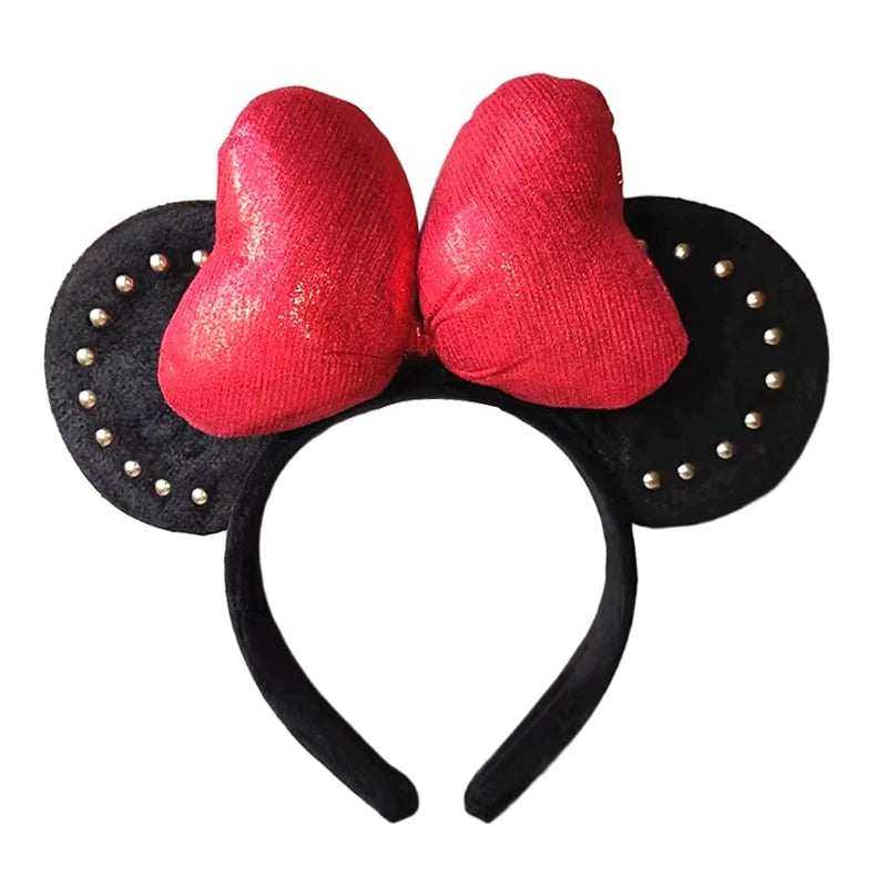 Cartoon Women's Sweet Mickey Mouse Hairband Bow Minnie Mouse Ear Headband Party Birthday Theme Park Wear Girl Hair Accessories Qme Headband 5
