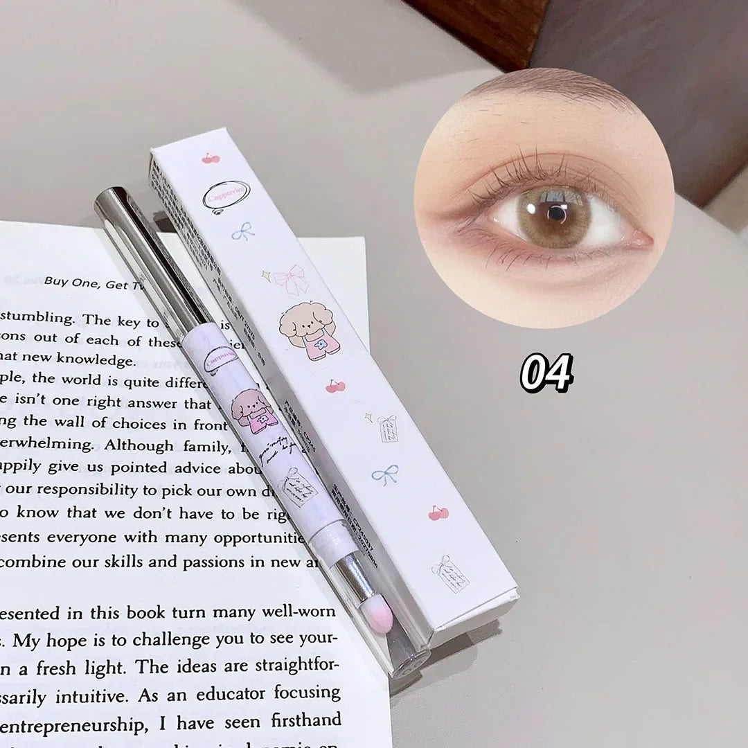 Double-head Milk Green Eyeliner Shadow Pencil Waterproof Lasting Ultra-thin Shimmer Matte Colorful Eyeliner Gel Pen With Brush Qme 04