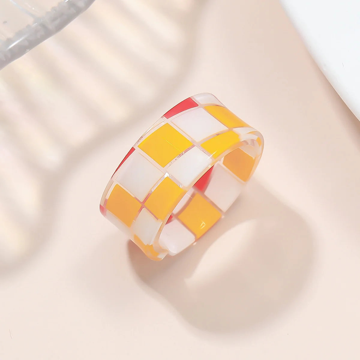 Japan Korea Plaid Opening Acrylic Resin Bangle For Women Exquisite Chunky Bracelet Wrist Jewelry Colorful Rings Wholesale Femme Qme 6