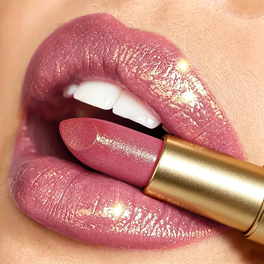 JUJU Dream Luxury Gold Tube Shimmer Metallic Lipstick Hydrating Qme