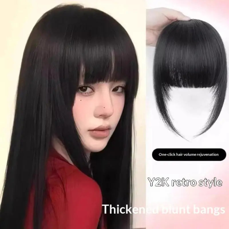 Human Hair Clip French Bangs Soft Remy Fringe Temple Cuttable Women Qme