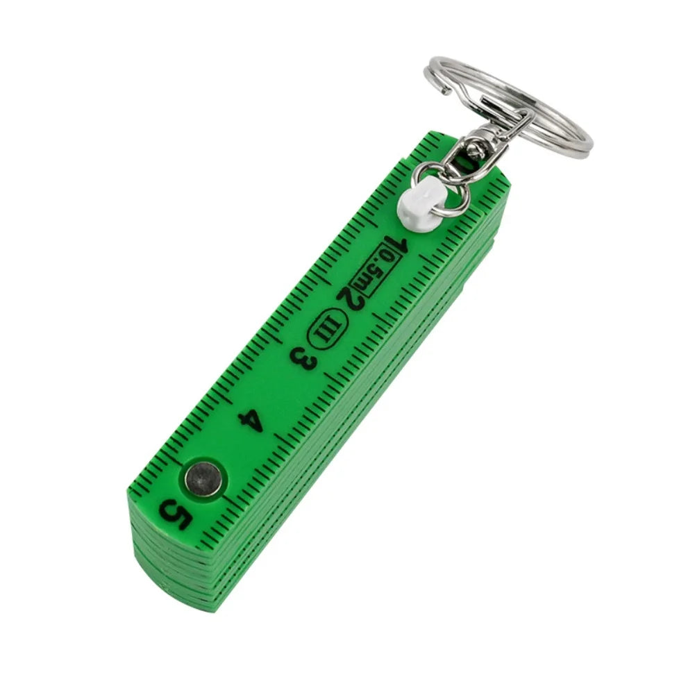1Pcs 0.5 Meter Folding Ruler Keychain Plastic High Precision Portable Folding Ruler For Woodworking Bricklaying Measuring Tool Qme green