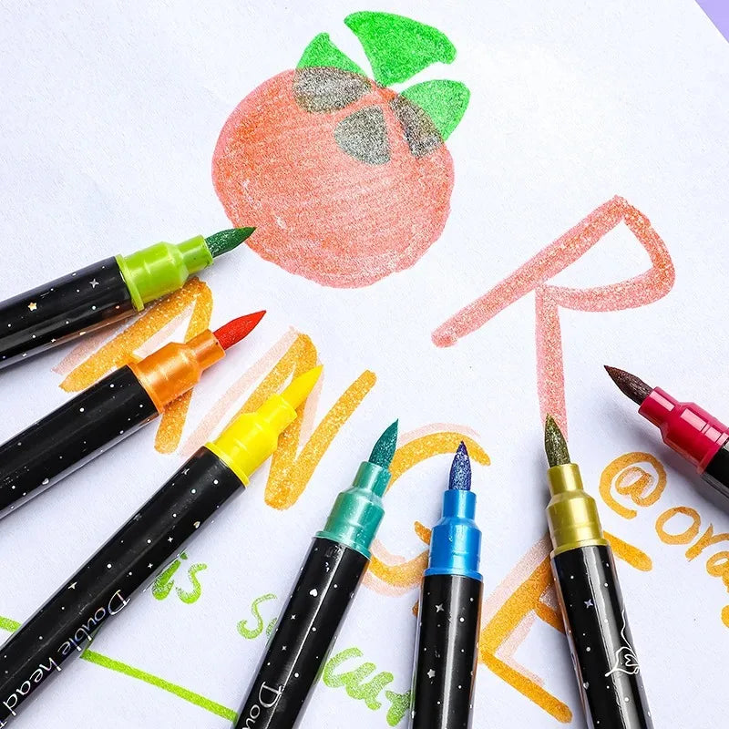 6-24 Pcs Double Tips Glitter Acrylic Markers Paint Pens Sparkly And Shiny for Rock Painting Stone Ceramic Glass Wood Fabric Qme
