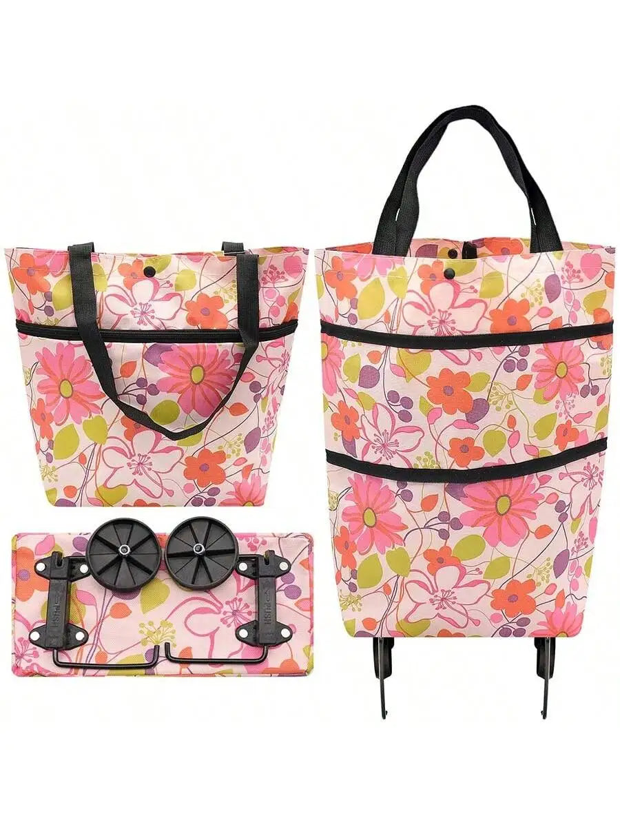 Large Capacity Multifunctional Shopping Cart Bag Wheels Foldable Qme