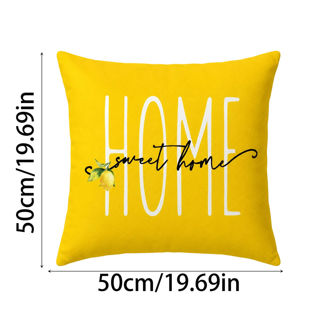 Sweet Lemon Single-Sided Printed Fabric Pillowcase for Couch Bed and Home Decoration Holiday Party Car Pillow Cover Qme