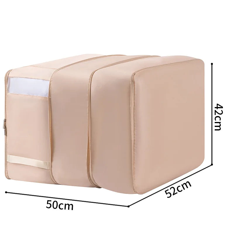 A Suitable for organizing, transporting, and packaging clothes and blankets, with handles and oversized foldable storage bags Qme Triple apricot