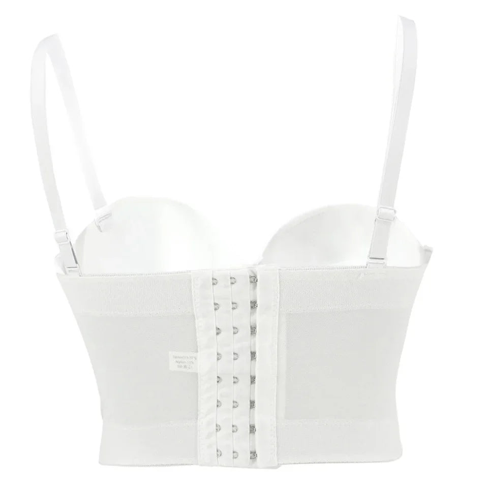 Mesh Push Up Bralet Women's Corset Bustier Bra Night Club Party Long Cropped Top Vest Plus Size Tank Top Women White Corset Qme