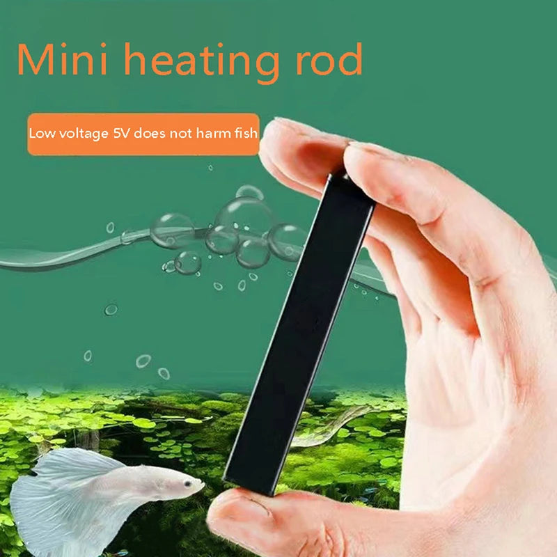 1Pc 5/10W Mini Aquarium Heater USB Charging For Small Fish Tank Heater Energy Saving Over Temperature Protection Accessories Qme