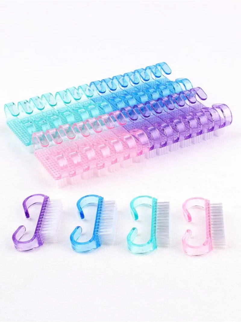 10 Handle Grip Nail Brush Soft Remove Dust Lot Plastic Cleaning Tool Qme