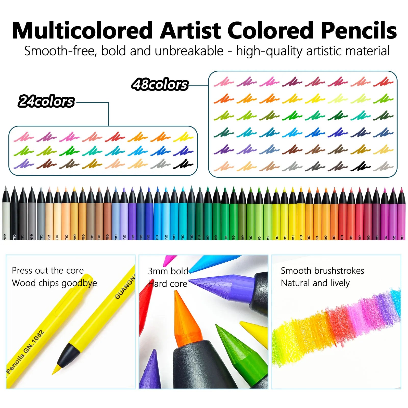 GN 24/48 Colors Retractable Erasable Colored Pencils Set Student Drawing Pencils for Coloring Classroom DIY Art Craft Supplies Qme