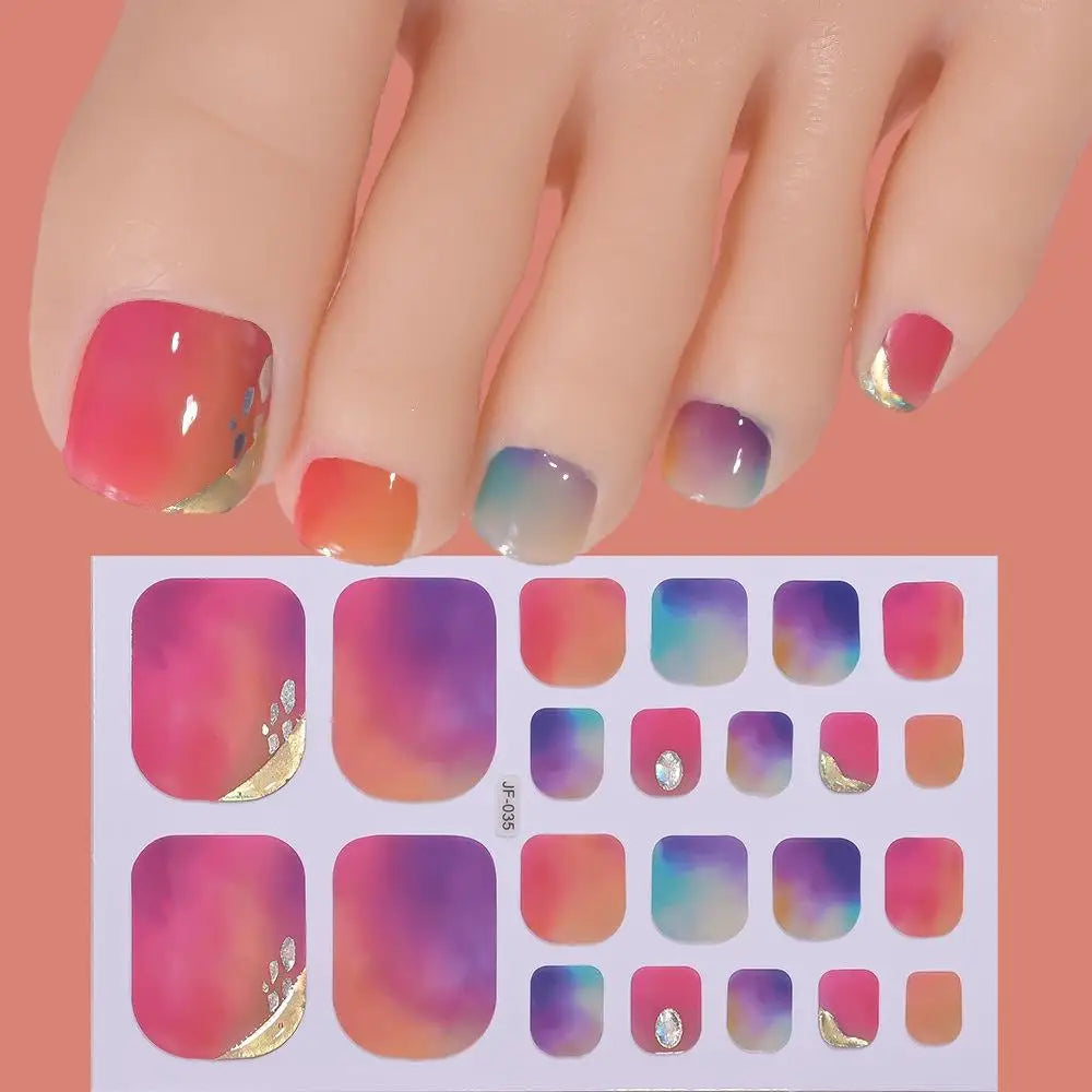 22tips Sheet Glitter Toenail Stickers Glittering Full Wraps Summer Qme E