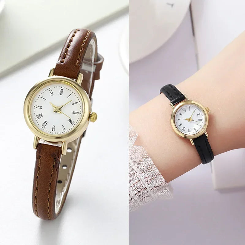1 pcs simple watches for women small round girl belt watches quartz watch ladies wristwatches gift watch for mujer female watch Qme