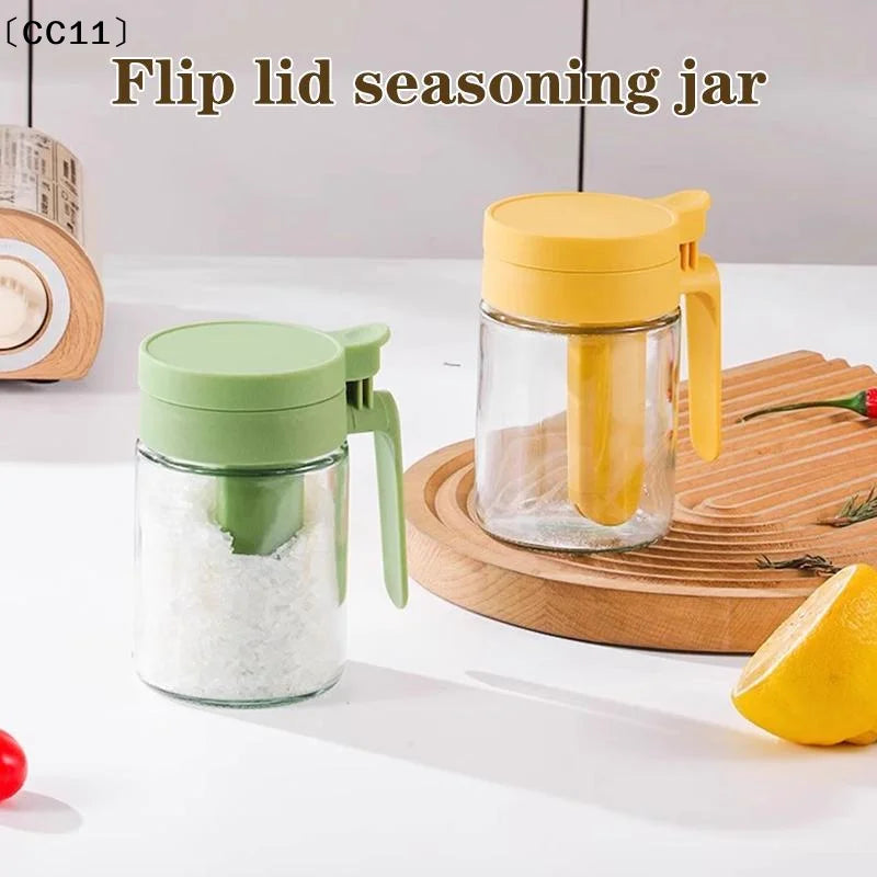Food Grade Glass Spice Jar Airtight Lid Attached Spoon Perfect Qme