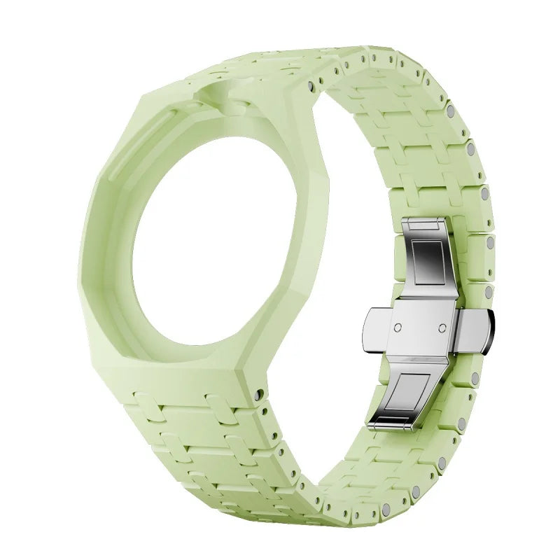 2 In 1 Strap + Case for Swatch x AP Royal Pop Pocket Watch Change to Wristwatch Ceramic+Silicone Band Wrist Strap Accessories Qme 2.Light Green -12.0