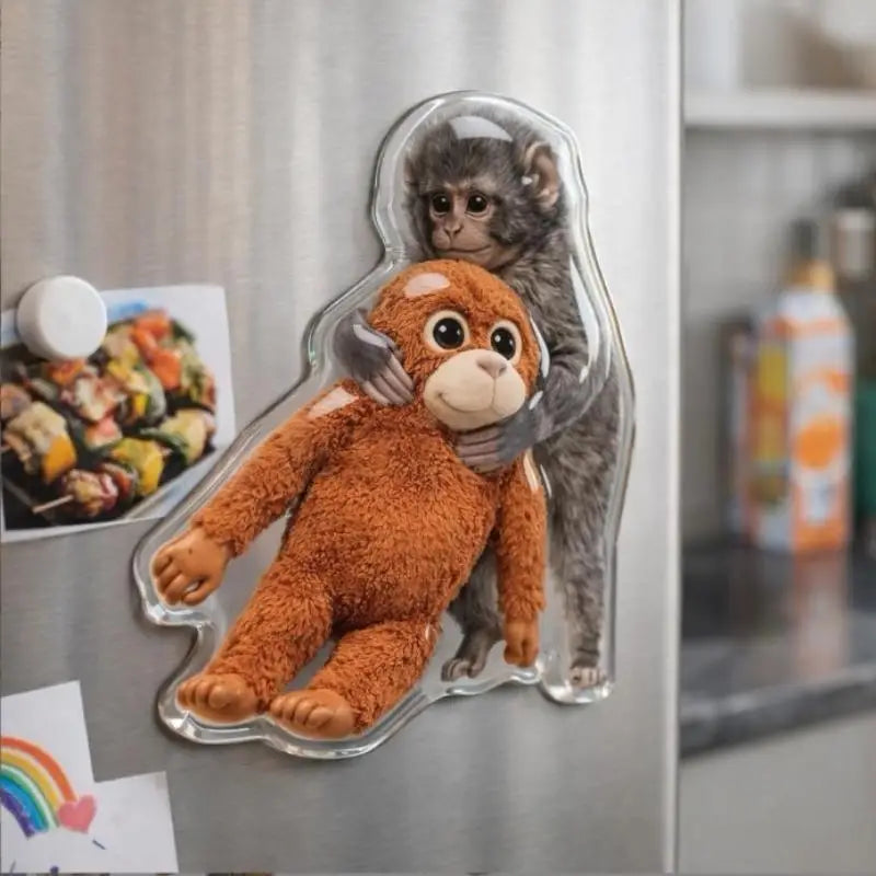 Creative Monkey Refrigerator Magnet, Magnetic Memo Message Holder, Unique Animal Home Decor Peg Qme one size A4