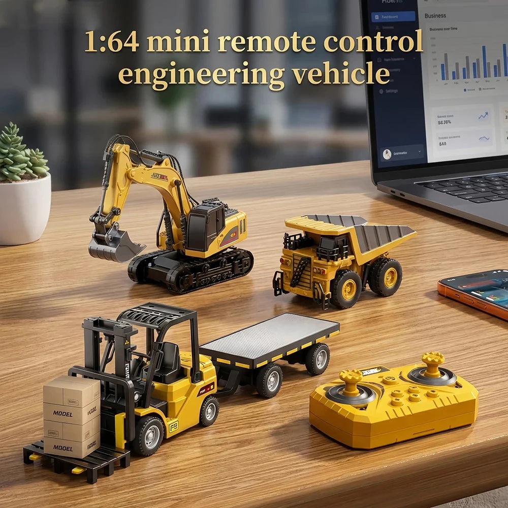 Bluetooth Remote Control Crane And Forklift two-in-one Desktop Mini Alloy Toy Car Model With Trailer Christmas Gift In Color Box Qme