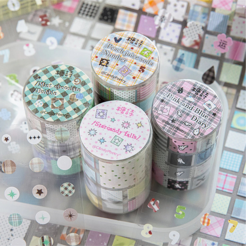 1Roll Kawaii Cute Style Glitter Die-Cut Synthetic Paper Tape for DIY Scrapbooking Collage Material Phone Case Notebook Decoratio Qme