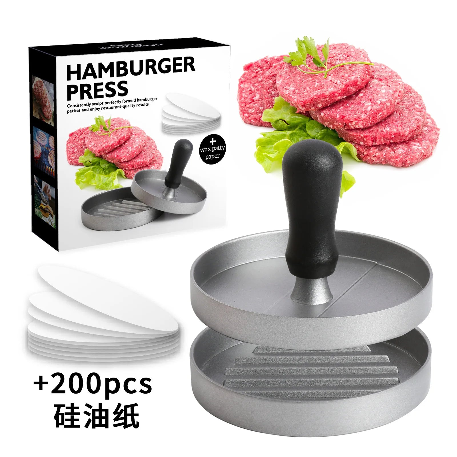 Aluminum Alloy Round Food Mold Plastic Handle Multi-use Baby Patty Qme GRAY