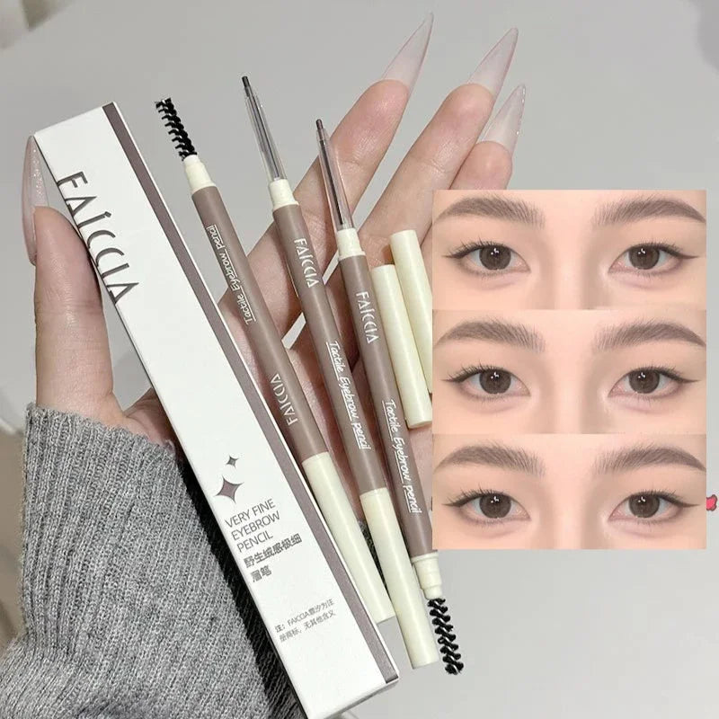1PC Waterproof Double-Ended Eyebrow Pencil Ultra Fine Eyebrow Pencil Sweat-proof Long Lasting Professional Eye Makeup Cosmetics Qme